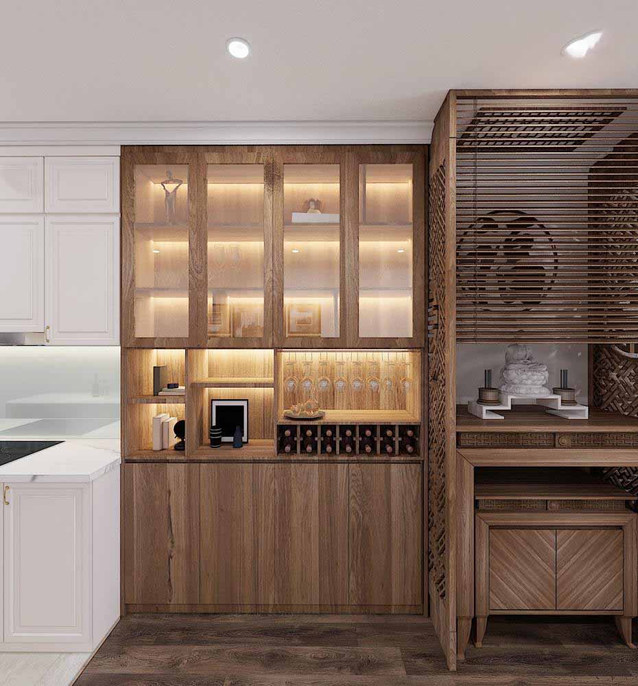 Tủ decor với bề mặt mịn và bóng, đường vân gỗ mềm mại như gỗ tự nhiên