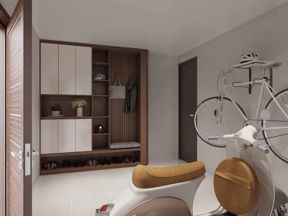 Tủ gỗ công nghiệp với kiểu dáng đơn giản, hiện đại