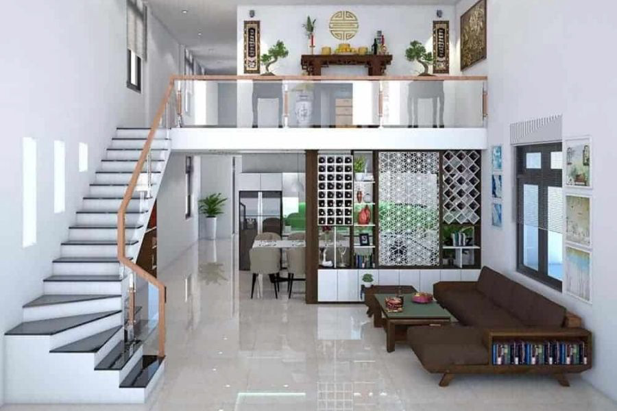 Nhà cấp 4 có thiết kế thêm gác lửng 